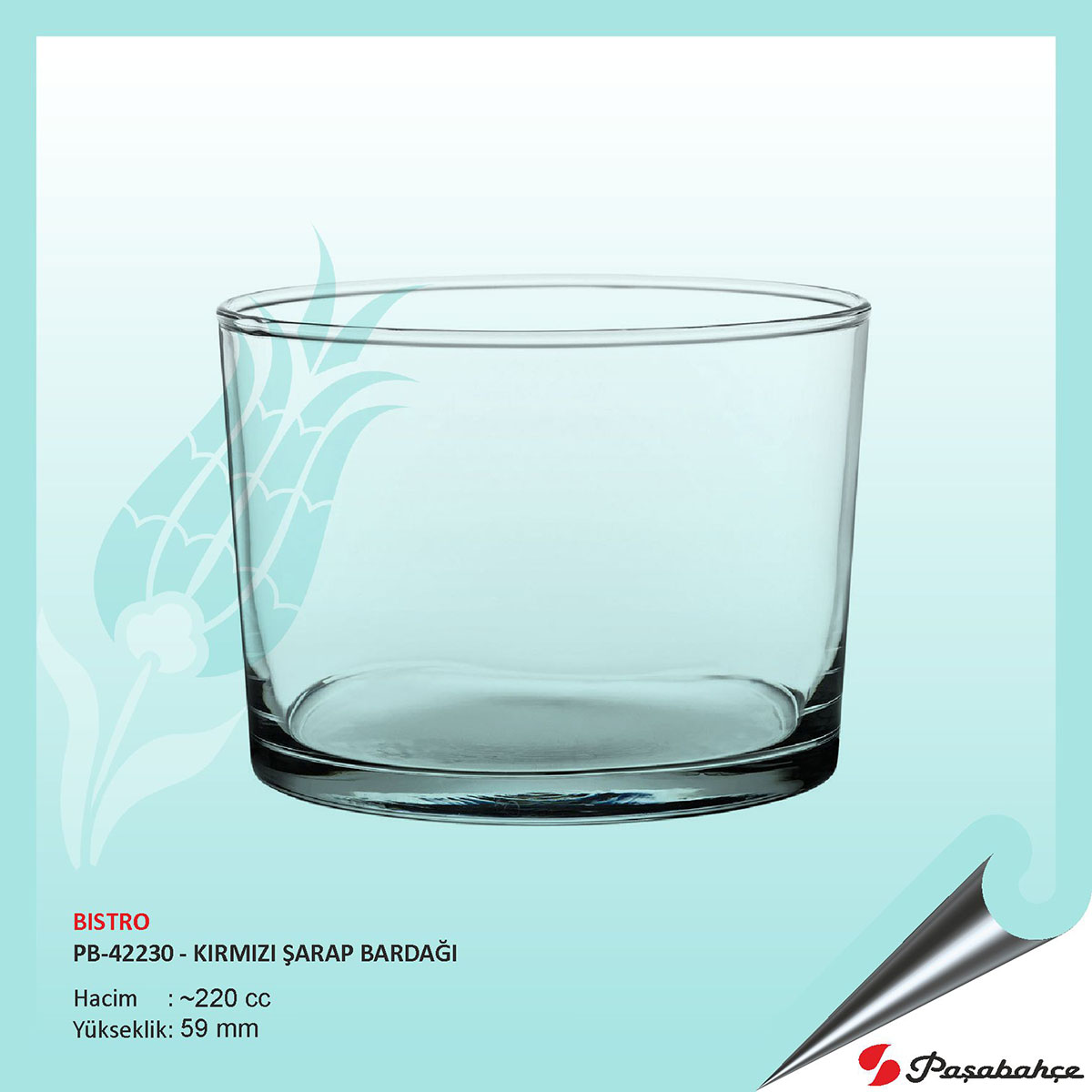 Baskılı Bistro Pb-42230 - Kırmızı Şarap Bardağı 220 cc