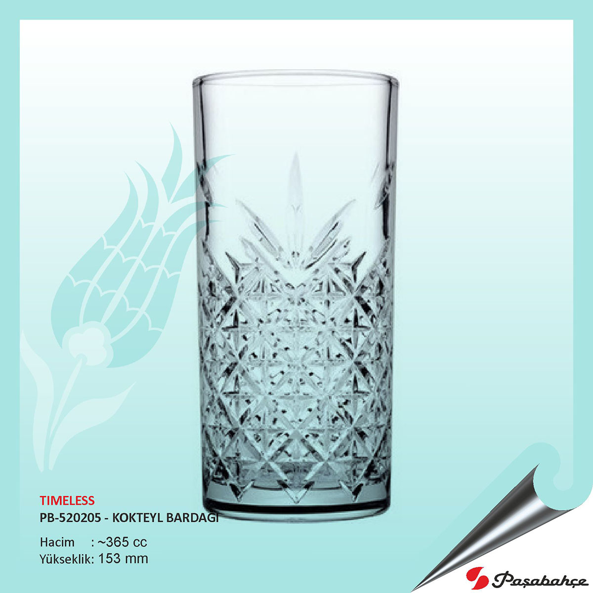 Tımeless Pb-520205 - Baskılı Kokteyl Bardağı 365 cc