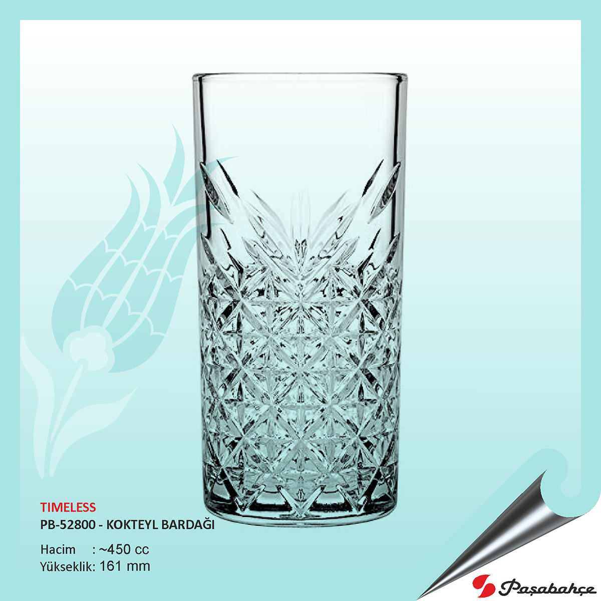 Tımeless Pb-52800 - Baskılı Kokteyl Bardağı 450 cc