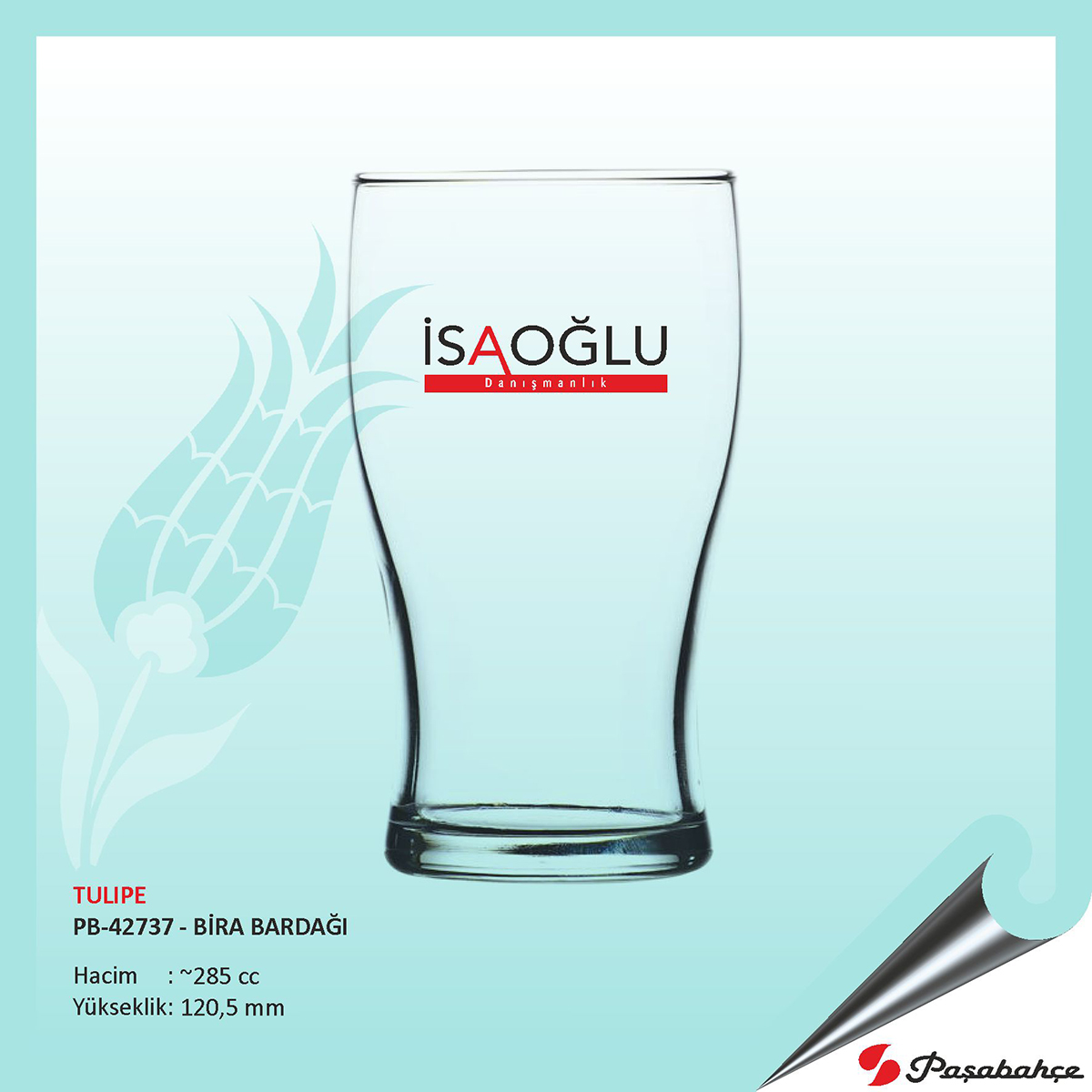 Paşabahçe Tulıpe Pb-42737 - Baskılı Bira Bardağı 285 cc Paşabahçe Tulıpe Pb-42737 - Baskılı Bira Bardağı 285 cc