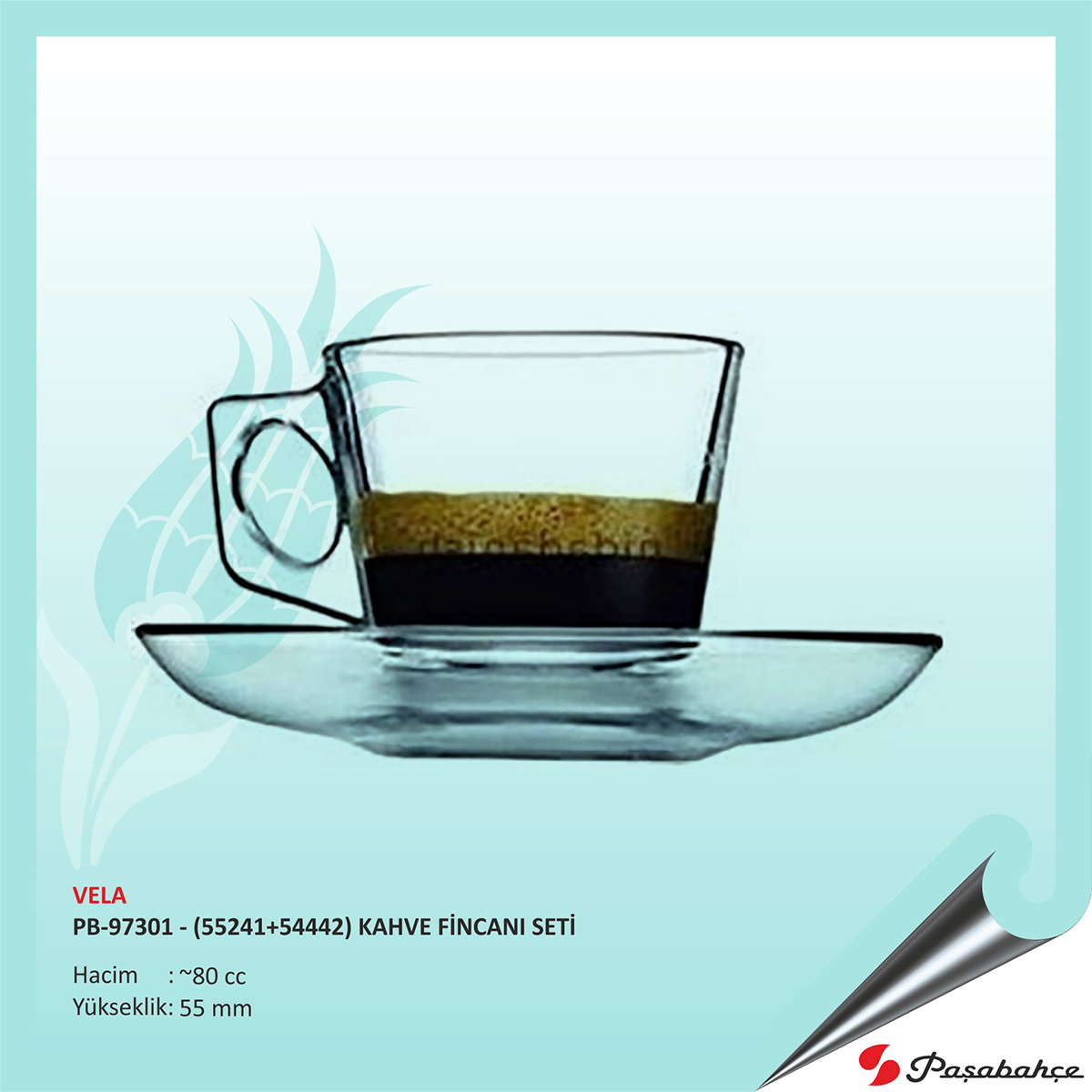 Vela Pb-97301 - (55241+54442) Baskılı Kahve Fincanı Seti 80 cc
