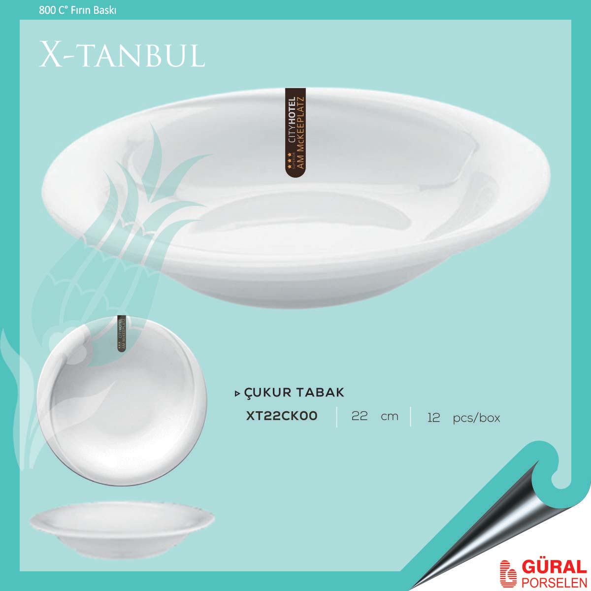 Baskılı X-tanbul Çukur Tabak 22 cm