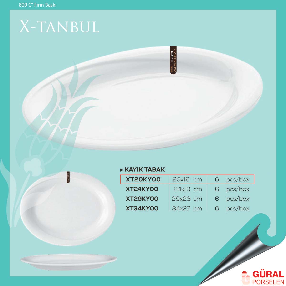 Baskılı X-tanbul Kayık Tabak 20 cm