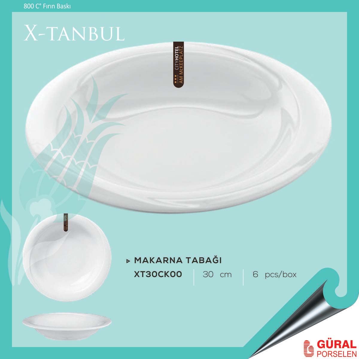 Baskılı X-tanbul Makarna Tabağı 30 cm