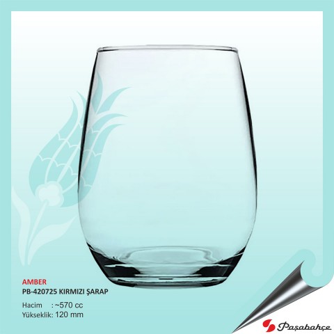 Amber Pb-420725 Baskılı Kırmızı Şarap Bardak 570 cc