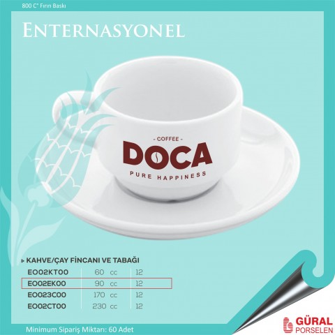 Baskılı Enternasyonel Ekspresso Kahve Fincanı ve Tabağı 90 cc