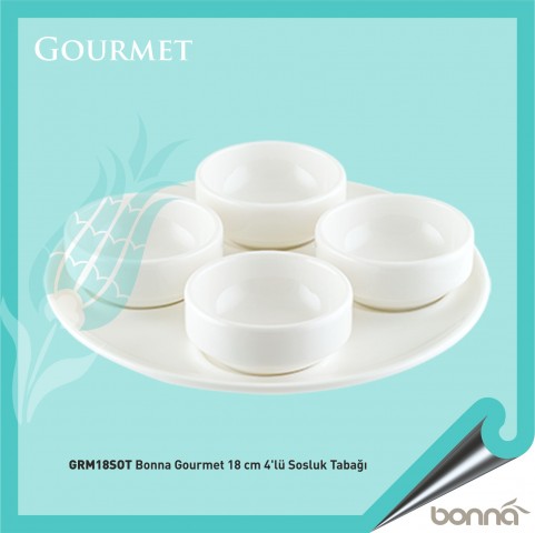 Baskılı Gourmet 18 Cm 4'lü Sosluk Tabağı