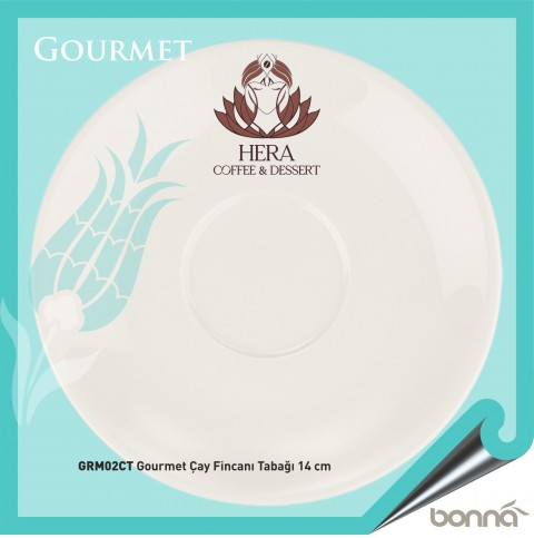 Baskılı Bonna Gourmet Çay Fincanı Tabağı 14 cm