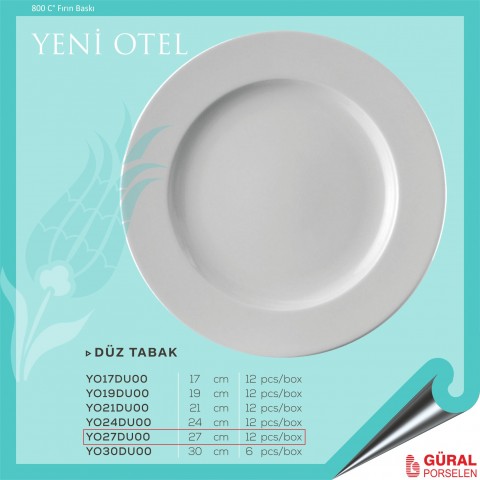 Baskılı Yeni Otel 27 cm Düz Tabak