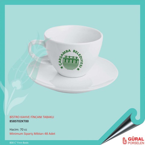Baskılı Bistro Kahve Fincanı ve Tabağı