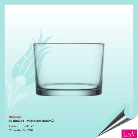 Bodega Baskılı Meşrubat Bardağı 240 cc