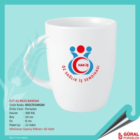 Baskılı Elit 01 Porselen Kupa Bardak