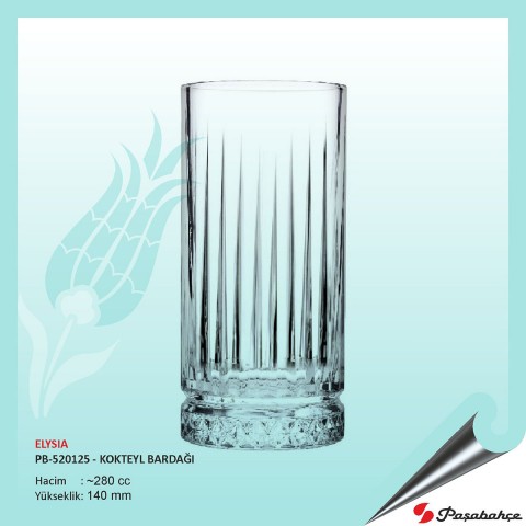 Baskılı Paşabahçe Elysıa Pb-520125 - Kokteyl Bardağı 280 cc Baskılı Paşabahçe Elysıa Pb-520125 - Kokteyl Bardağı 280 cc