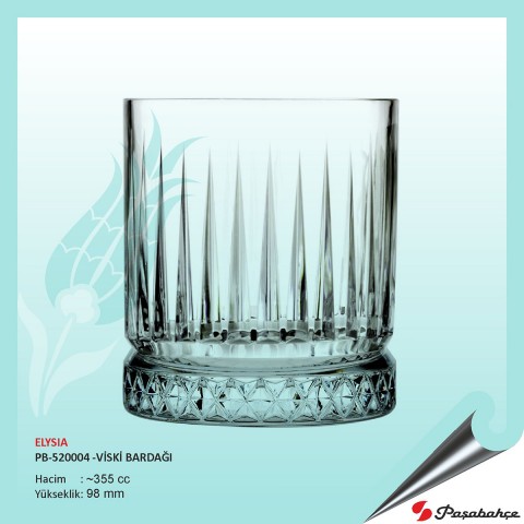 Baskılı Elysıa Pb-520004 Viski Bardağı 355 cc
