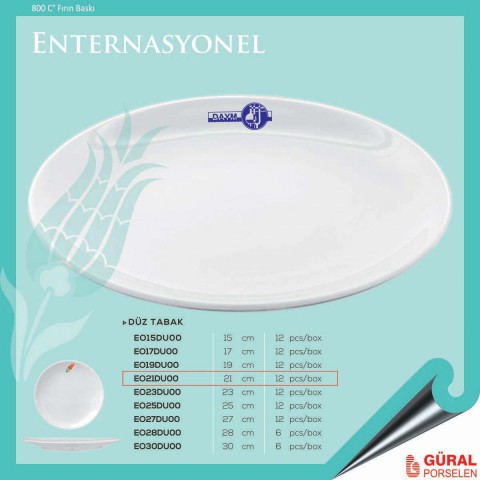 Baskılı Enternasyonel Düz Tabak 21 cm