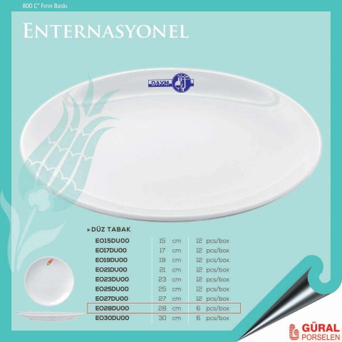 Enternasyonel Düz Tabak 28 cm 96