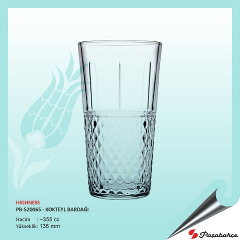 Hıghness Pb-520065 - Baskılı Kokteyl Bardağı 355 cc