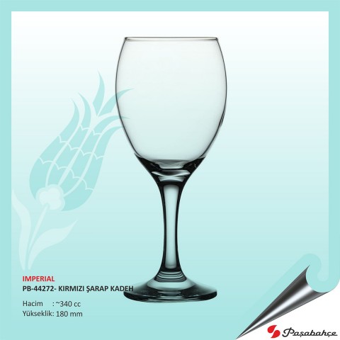 Imperıal Pb-44272- Baskılı Kırmızı Şarap Kadeh 340 cc