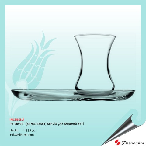 İncebelli Pb-96994 - (54761-42381) Servis Baskılı Çay Bardağı Seti 125 cc