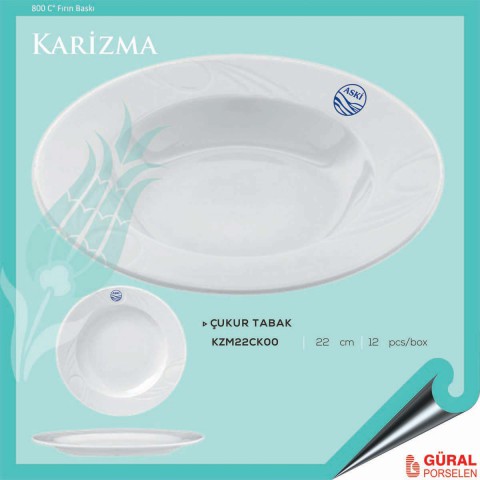 Baskılı Karizma Çukur Tabak 22 cm