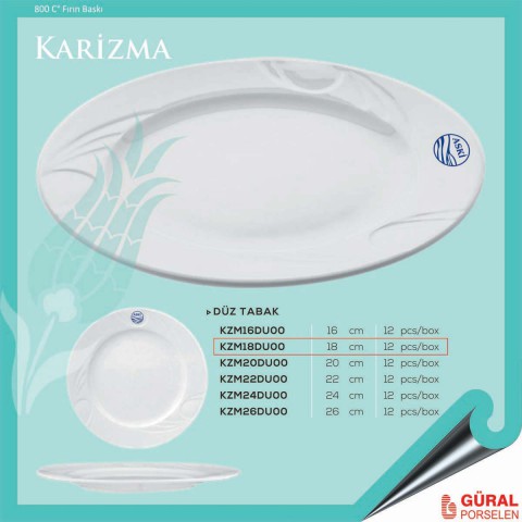 Baskılı Karizma Düz Tabak 18 cm