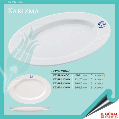 Baskılı Karizma Kayık Tabak 21 cm
