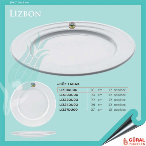 Baskılı Lizbon Düz Tabak 18 cm