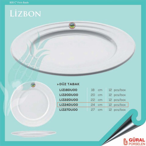 Baskılı Lizbon Düz Tabak 24 cm