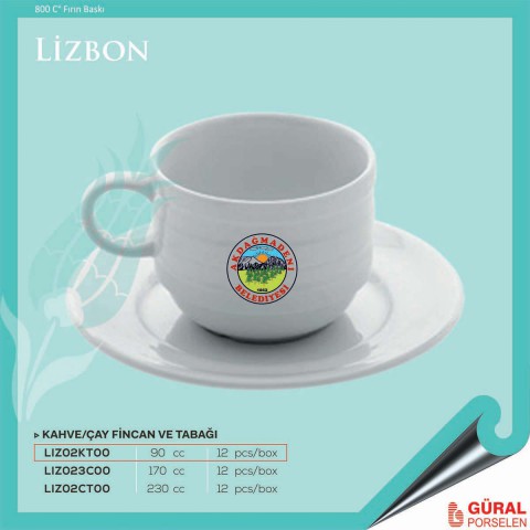Baskılı Lizbon Kahve Fincanı ve Tabağı 90 cc