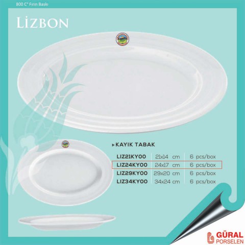 Baskılı Lizbon Kayık Tabak 24 cm