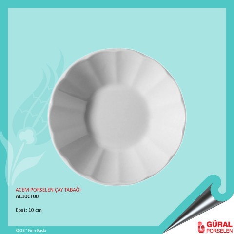 Baskılı Güral Acem Porselen Çay Tabağı 10 cm