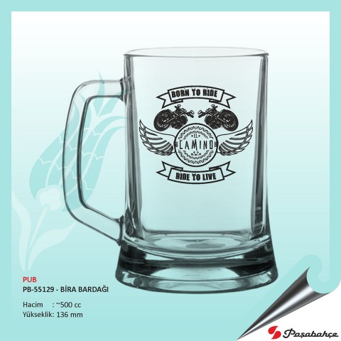 Pub Pb-55129 - Baskılı Bira Bardağı 500 cc