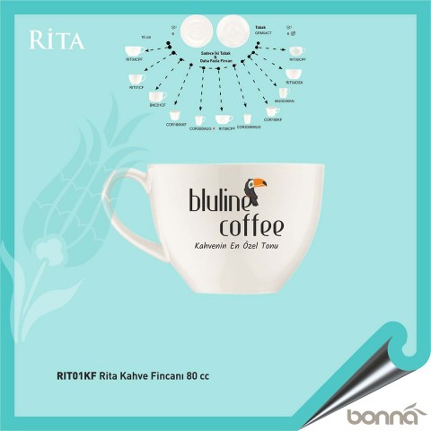 Baskılı Bonna Rita Kahve Fincanı 80 cc Baskılı Bonna Rita Kahve Fincanı 80 cc