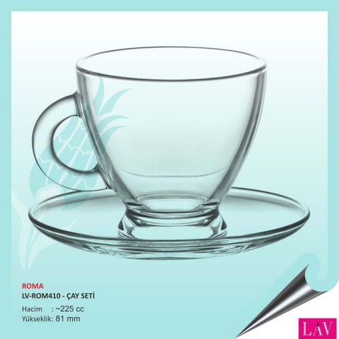Baskılı Roma Çay Seti 225 cc