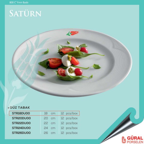 Baskılı Satürn Düz Tabak 18 cm