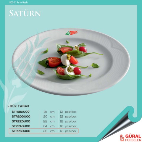 Baskılı Satürn Düz Tabak 26 cm