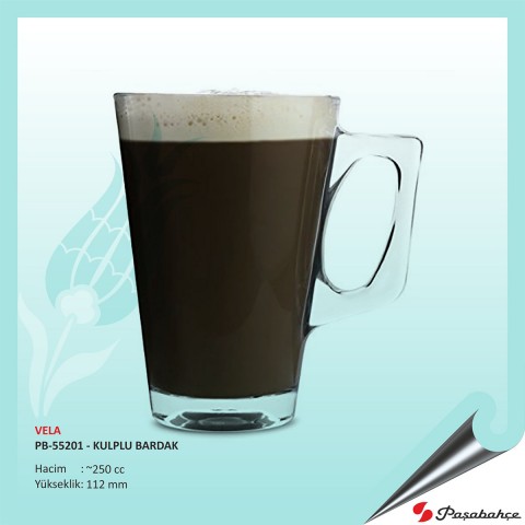 Paşabahçe Vela Pb-55201 - Baskılı Kulplu Bardak 250 cc Paşabahçe Vela Pb-55201 - Baskılı Kulplu Bardak 250 cc
