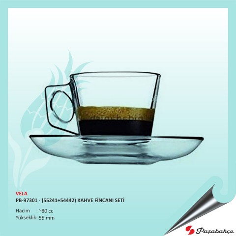 Vela Pb-97301 - (55241+54442) Baskılı Kahve Fincanı Seti 80 cc