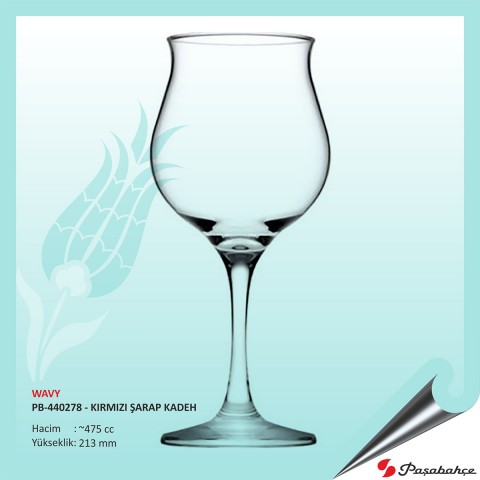 Wavy Pb-440278 - Kırmızı Şarap Kadeh 475 cc 60