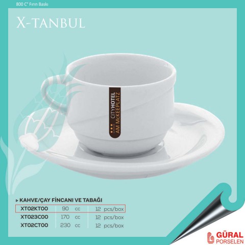 Baskılı X-tanbul Kahve Fincanı ve Tabağı 90 cc